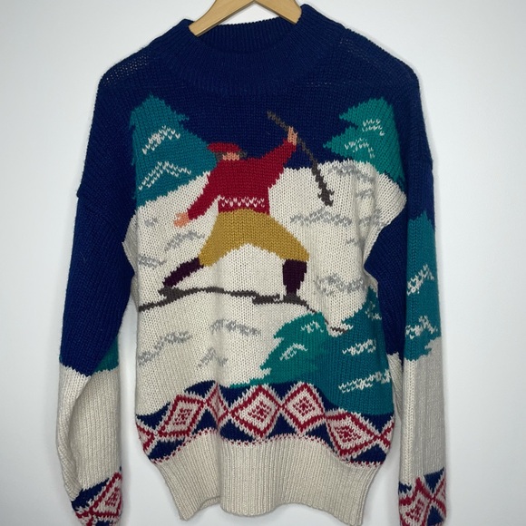 Rare Vintage Skier Nordic Skiing Sweater - Picture 1 of 5